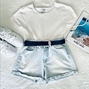 High Waisted Mom Denim Shorts Light Wash